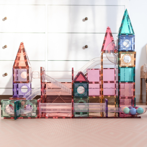 Set Connetix Pastel Ball Run, 106 Piese – Placi Magnetice Pastel, Cursa cu Bile pentru Copii, Joc Educational [5]