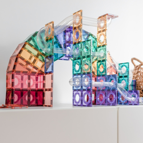 Set Connetix Pastel Ball Run, 106 Piese – Placi Magnetice Pastel, Cursa cu Bile pentru Copii, Joc Educational [4]