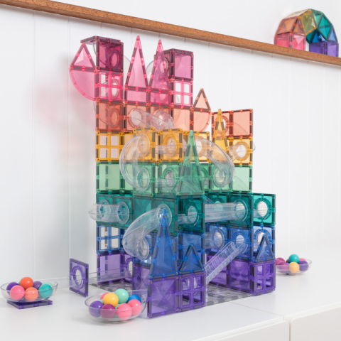 Set Connetix Pastel Ball Run, 106 Piese – Placi Magnetice Pastel, Cursa cu Bile pentru Copii, Joc Educational [2]