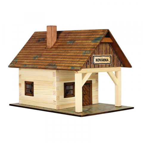 Játékok 9-12 éveseknek - Set constructie arhitectura Fierarie, 86 piese din lemn, Walachia