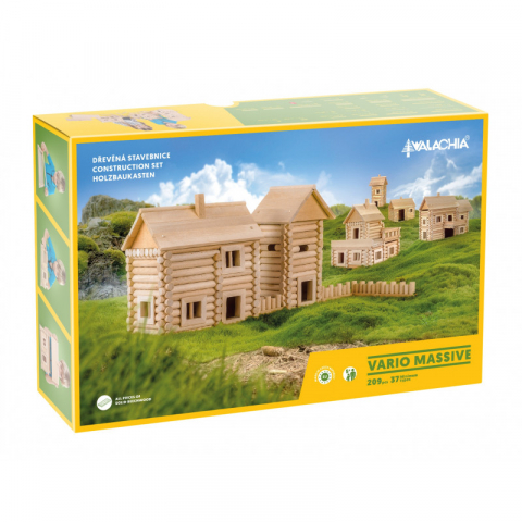 Játékok 9-12 éveseknek - Set constructie arhitectura Vario Massive, 209 piese mari din lemn, Walachia