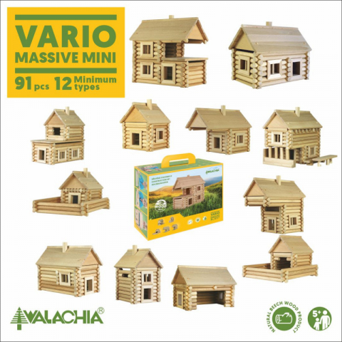 Set constructie arhitectura Vario Massive Mini, 91 piese mari din lemn, Walachia [4]