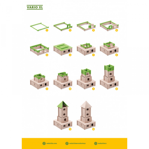Set constructie arhitectura Vario XL, 184 piese din lemn, Walachia [2]