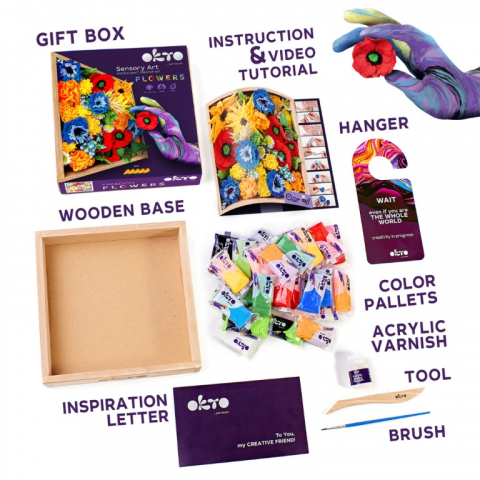 Set creatie Wood & Craft - Flowers, 21*21cm - Freedom [2]