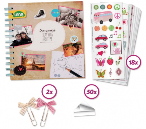Lucru manual copii - Set creativ jurnal Lena cu agenda si 20 teme ce pot fi decorate, stickere si alte accesorii