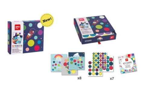 Set cu autocolante Apli Kids - Zbor pe luna, 8 foi de completat, 7 foi cu autocolante reutilizabile, 19x17x4cm [2]