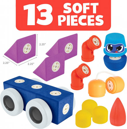 Clicstoys Set cuburi din spuma cu magnet Blockaroo Automobil 13 piese [3]