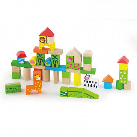 Játékok 3-5 éveseknek - Set cuburi Zoo, 50 de piese, Viga