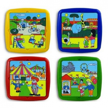 Kirakós játékok - Miniland-Set-de-4-puzzle-Timpul-liber-Miniland