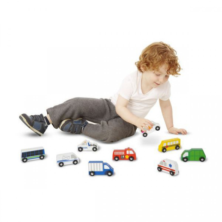 Melissa & Doug Set de 9 masinute utilitare din lemn [2]