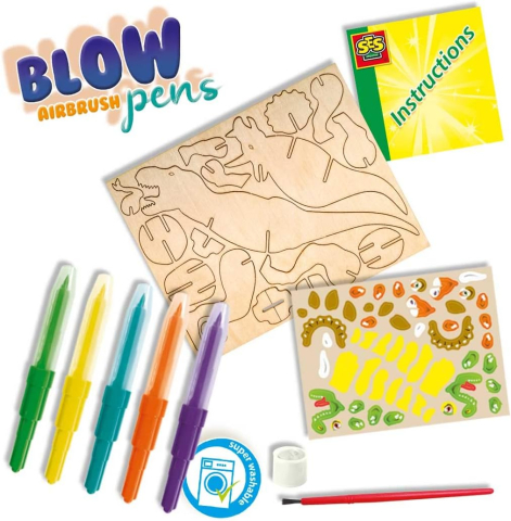 SES Creative-Set De Carioci Cu Aerograf Si Dinozauri De Lemn [1]