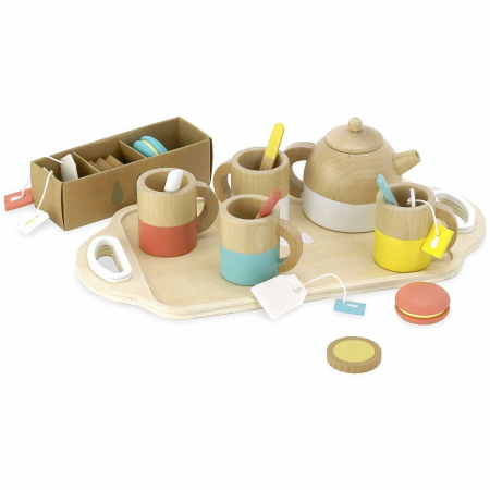 Gyerekkonyhák - Vilac-Set-de-Ceai-cu-31-piese-din-lemn