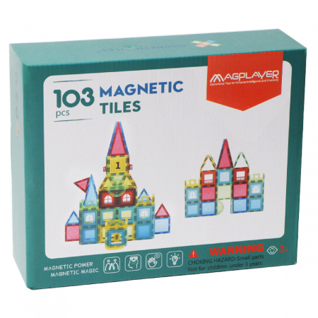 Jucarii +2 Ani - Magplayer Set de constructie magnetic 3D - 103 piese