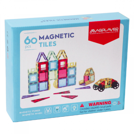 Jucarii +2 Ani - Magplayer Set de constructie magnetic 3D - 60 piese
