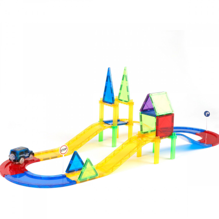 Baba ajándékok - Magplayer Set de constructie magnetic 3D - Circuit masinute 45 piese 