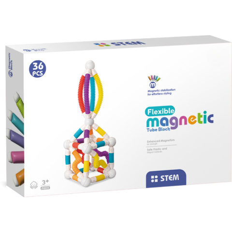 Oktató játékok - Set de constructie magnetic cu tuburi flexibile (36 piese)