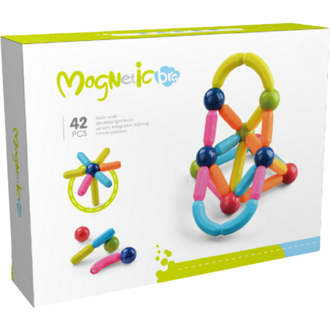 Jucarii educative - Bufnitel-Set de constructie magnetic - Forme 3D (42 piese)