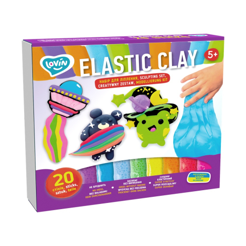 Jucarii sub 50 RON - Okto-Set de creatie cu argila usoara 20 buc, Lovin - Elastic Clay 