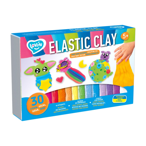 Jucarii sub 50 RON - Okto-Set de creatie cu argila usoara 30 buc, Lovin - Elastic Clay