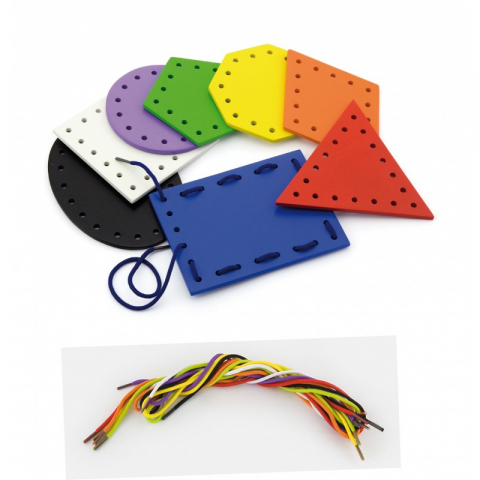 Jucarii 3-5 ani - Viga-Set de cusut - forme geometrice din lemn, Viga