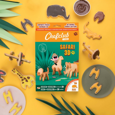 Jucarii 3-5 ani - Chefclub kids-Set de forme de biscuiti Safari 3D, Chefclub kids