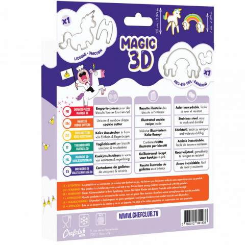 Set de forme de biscuiti Unicorn si Curcubeu 3D, Chefclub kids [5]