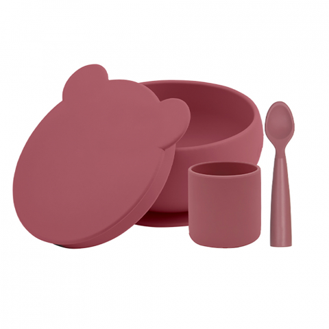 Játékok 0-12 hónaposoknak - Set de hranire BWL I Minikoioi, 100% Premium Silicone – Velvet Rose