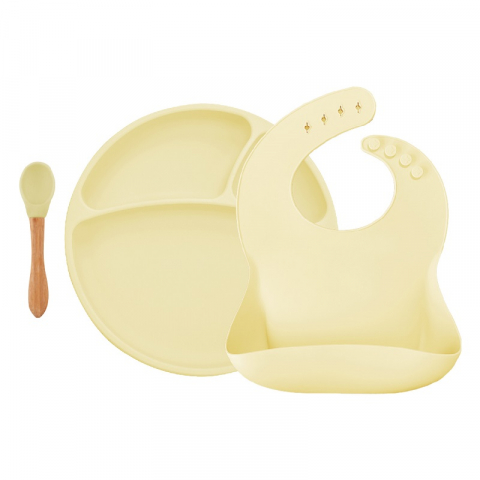 Játékok 0-12 hónaposoknak - Set de hranire BWL II Minikoioi, 100% Premium Silicone – Mellow Yellow