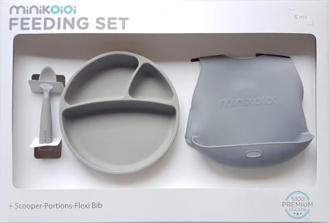 Minikoioi-Set de hranire BWL II Minikoioi, 100% Premium Silicone – Powder Grey [3]