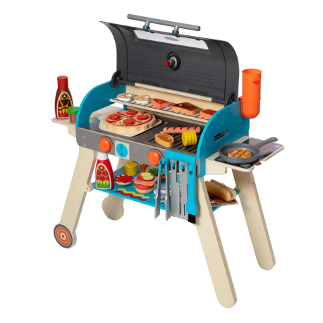 Jucarii educative - Melissa & Doug-Set de joaca din lemn cu accesorii Grill si Pizza