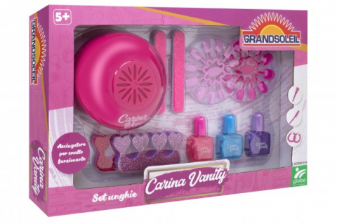 Cadouri botez - Set-de-joaca-pentru-fetite-Globo-manichiura-si-pedichiura-cu-sclipici-si-lampa-speciala-pentru-unghii-Globo