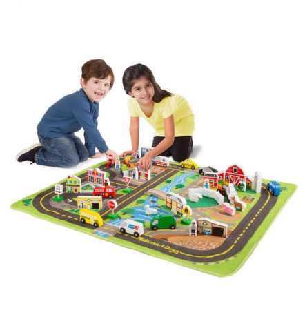 Jocuri si Jucarii Educative - Melissa & Doug-Set de joaca si covoras orasul Melissa and Doug