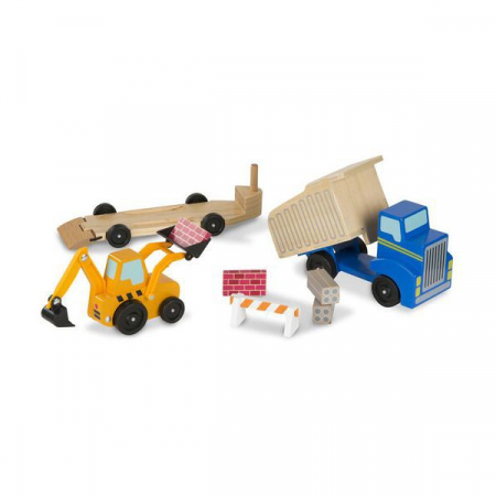Jucarii +2 Ani - Melissa & Doug Set de joaca Utilaje de constructii din lemn
