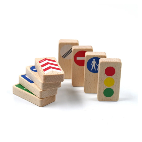 Jucarii educative - Waytoplay-Set de jucarie cu semne de circulatie din lemn - Waytoplay accesorii pista de joaca