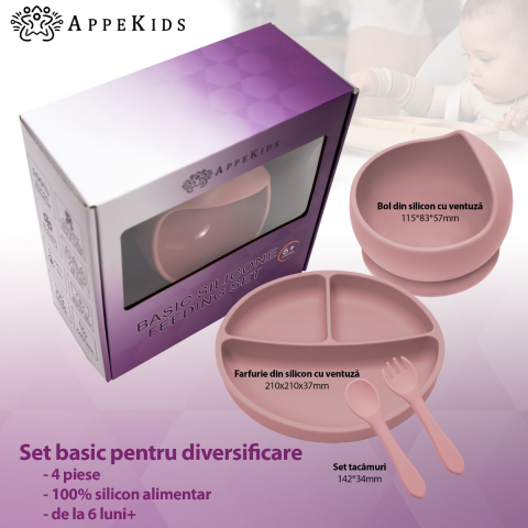 Set Diversificare, AppeKids, 100% Silicon, Basic - Old Rose [1]