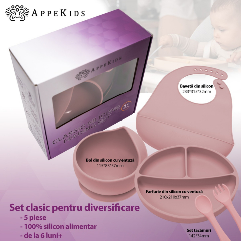 Set Diversificare, AppeKids, 100% Silicon, Classic - Old Rose [1]