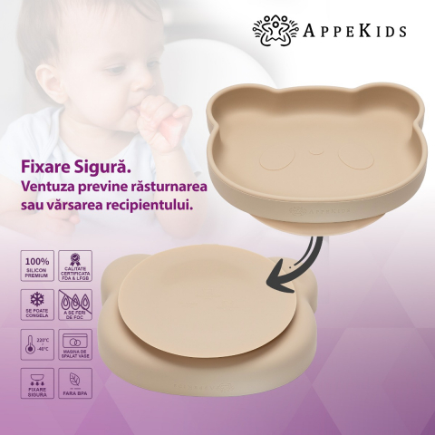 Set Diversificare, AppeKids, 100% Silicon, Panda - Bubble Beige [2]