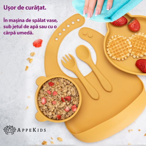 Set Diversificare, AppeKids, 100% Silicon, Panda - Honey [4]