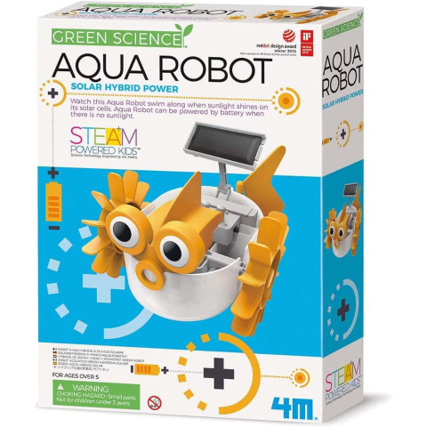 Oktató játékok - Set educativ, Aqua Robot cu alimentare hibrida, Green Science, 4M, + 5 ani