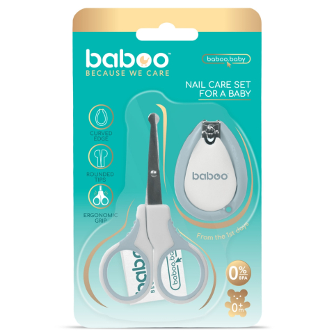 Oktató játékok - Set Ingrijire Unghii Bebe Cu Forfecuta Si Unghiera Baboo - Albastru, 0 luni +