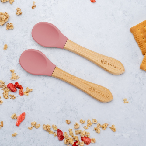 Jucarii sub 50 RON - APPEKIDS-Set Lingurite din bambus, AppeKids - Old Rose