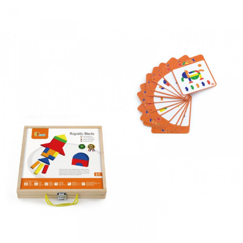 Jucarii 3-5 ani - Viga-Set magnetic - forme geometrice din lemn cu cutie