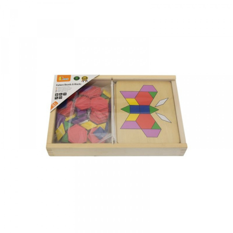 Jucarii 3-5 ani - Viga-Set mozaic Tangram din lemn cu modele, Viga
