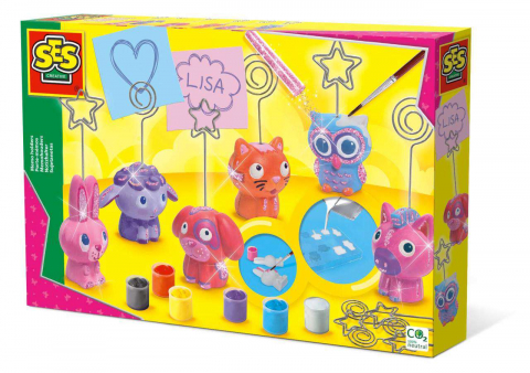 Jocuri si Jucarii Educative - SES Creative-Set Mulaj Si Pictura-Memo Holders Animale