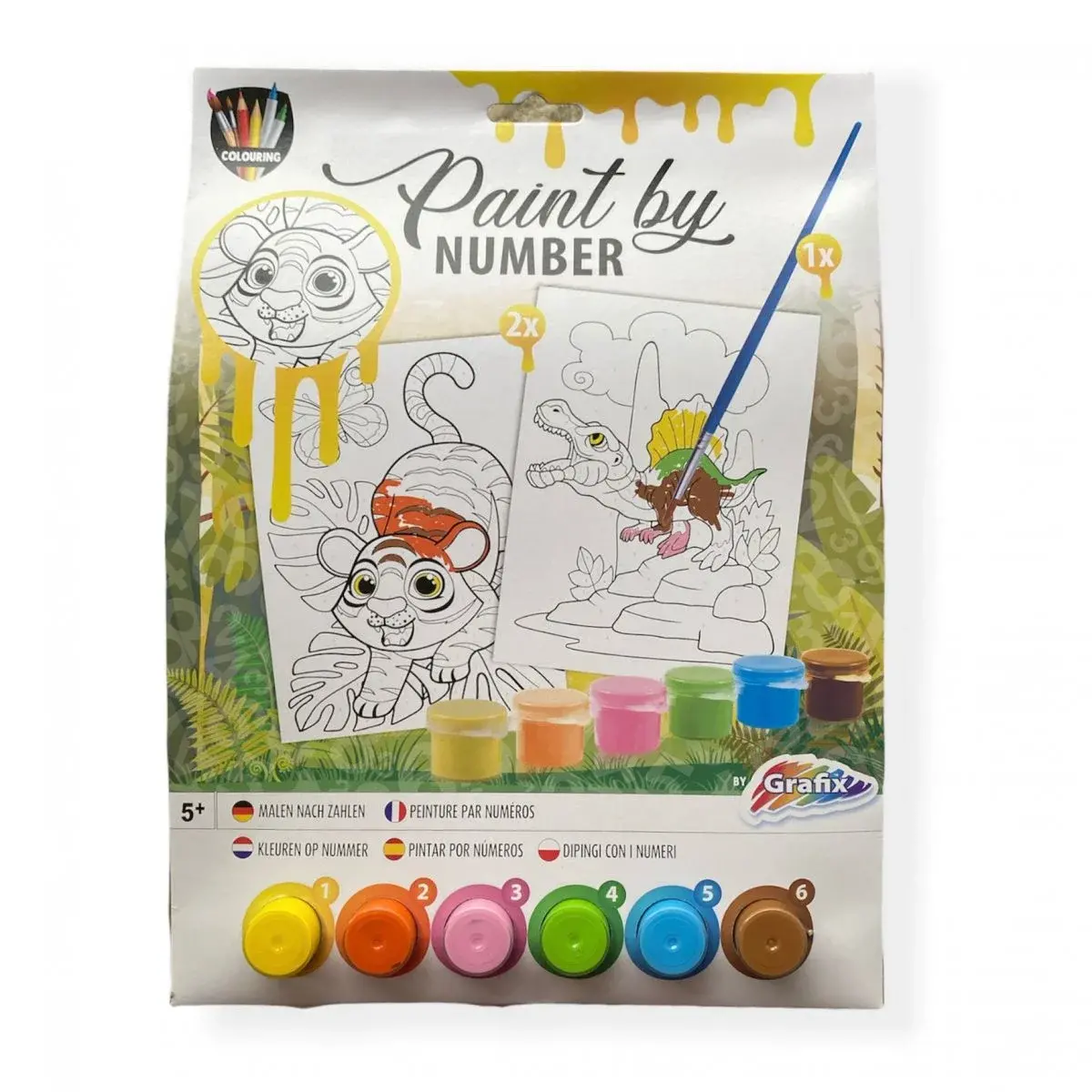 Oktató játékok - Grafix-Set pictura pe numere - Tigru & dinozaur