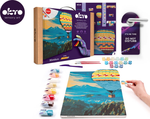 Set pictura si modelare 3D cu argila usoara, 30*40 cm - Hot Air Balloon flight [3]