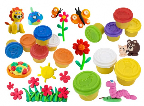 Játékok 3-5 éveseknek - Set plastilina Curcubeu Globo Kidea, 13 culori x 25 g, cu forme de animale, pentru copii