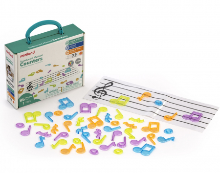 Zenei eszközök gyerekeknek - Miniland-Set-portativ-si-96-note-muzicale-translucide