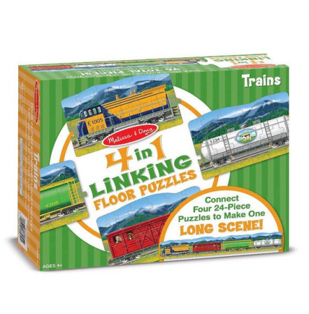 Ajándékok 7 éves gyerekeknek - Melissa & Doug Set puzzle podea conectabile Trenuri Melissa and Doug