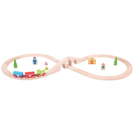 Jucarii +3 Ani - BigJigs-Set-tren-cu-cale-ferata-circulara